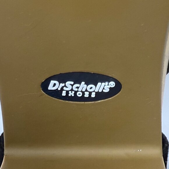 Dr. Scholls Black Blossom Strappy Platform Sandals US 10M Faux Wood Block Heel - Picture 11 of 11